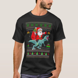 Lelijke Kerstman Sinterklaas rijdt op Tyrannosauru T-shirt