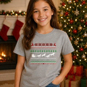 Lelijke Kerstman slee met eenhoorns T-shirt