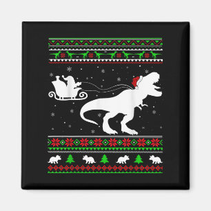 Lelijke Kerstman Sleigh Riding Dinosaur T-rex Chri Magneet