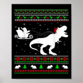 Lelijke Kerstman Sleigh Riding Dinosaur T-rex Chri Poster (Voorkant)