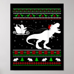 Lelijke Kerstman Sleigh Riding Dinosaur T-rex Chri Poster