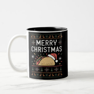 Lelijke Kerstman Taco Kerst Sweater Lichtjes Tweekleurige Koffiemok