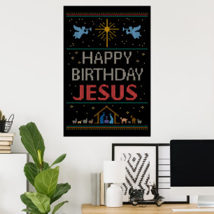 Lelijke Kerstman Trui Christelijke Godsdienst Jezu Poster