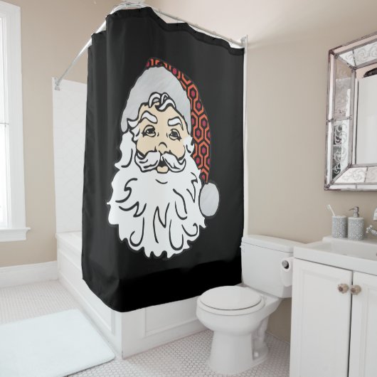 lelijke kerstmankerkledij douchegordijn (In situ)