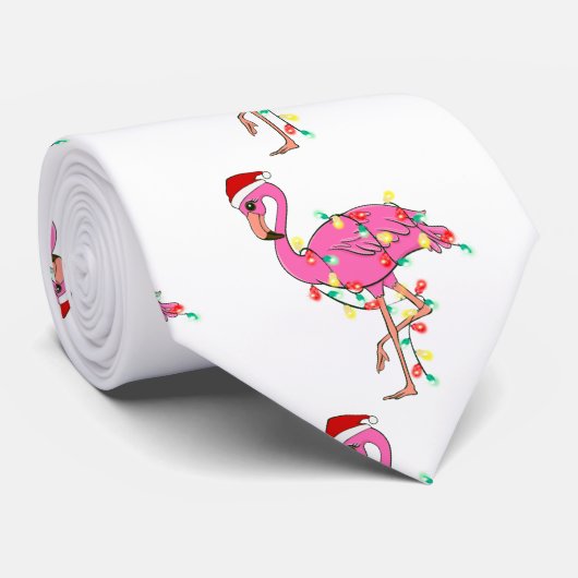 lelijke kerstmansanta claus flamingo stropdas (Opgerold)