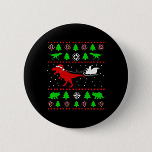 Lelijke Kerstmis Dinosaurussen Voor Volwassenen Ki Ronde Button 5,7 Cm