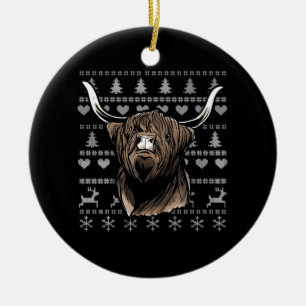 Lelijke Kerstmis Hoogland Koe Keramisch Ornament