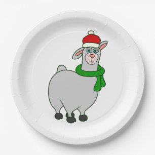 lelijke kerstmis lama santa claus papieren bordje