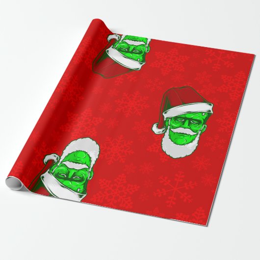 Lelijke kerstmis Santa Frankenstein monster sneeuw Cadeaupapier (Uitgerold)