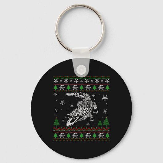 Lelijke Kerstmis voor Alligator Lovers Fun Ugly Sleutelhanger (Voorkant)