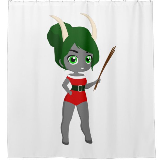 lelijke kerstmis vrouw krampus douchegordijn (Voorkant)