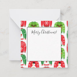 Lelijke Kerstmouwen IJsbeer Sneeuwman Rudolf Rood Notitiekaartje