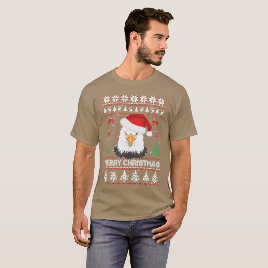 Lelijke Kerstmuts Adelaar Kerstman Prettig Kerstfe T-shirt (Voorkant volledig)