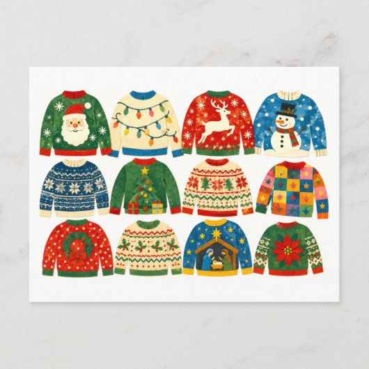 Lelijke Kerstmuts Collage Briefkaart (Voorkant)