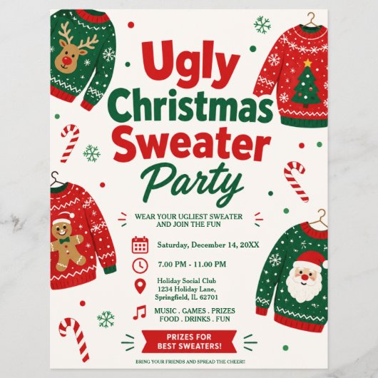 Lelijke Kerstmuts Feest Flyer (Voorkant)