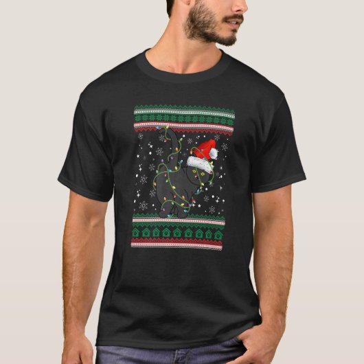Lelijke Kerstmuts Kat Santa T-shirt (Voorkant)