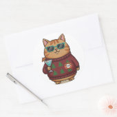 Lelijke Kerstmuts Kattenstickerblad Ronde Sticker (Envelop)