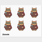 Lelijke Kerstmuts Kattenstickerblad Ronde Sticker (Vel)