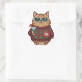 Lelijke Kerstmuts Kattenstickerblad Ronde Sticker (Tas)