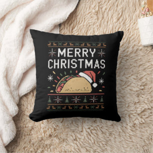 Lelijke Kerstmuts Lichtjes Kerstman Taco Kerstmis Kussen