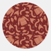 Lelijke Kerstmuts Sjaal Rood Wit Ronde Sticker (Voorkant)