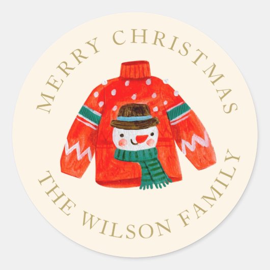 Lelijke Kerstmuts Sticker | Gepersonaliseerd (Voorkant)