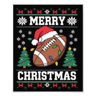 Lelijke Kerstmuts Stijl Kerstman American Football Foto Afdruk