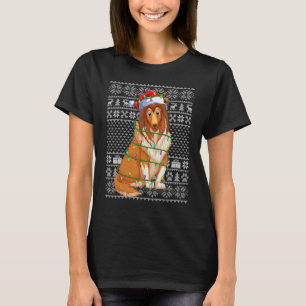 Lelijke Kerstmuts Stijl Kerstman Shetland Sheepdog T-shirt