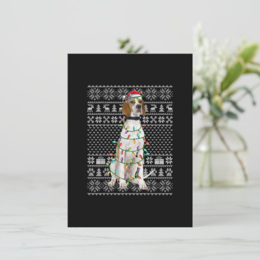 Lelijke Kerstmuts Stijl Santa Engelse Pointer Hond Kaart (Staand voorkant)