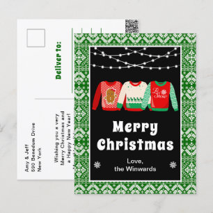 Lelijke Kerstmutsen Groen Prettig Kerstfeest Feestdagenkaart