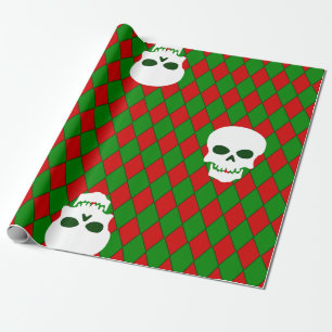Lelijke kerstschedel Harlekijn griezelig Cadeaupapier