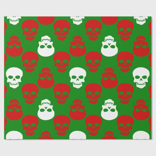 Lelijke kerstschedels rood wit groen cadeaupapier (Vlak)