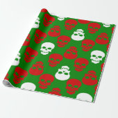 Lelijke kerstschedels rood wit groen cadeaupapier (Uitgerold)