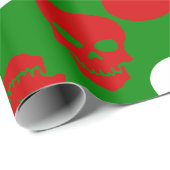 Lelijke kerstschedels rood wit groen cadeaupapier (Rol Hoek)