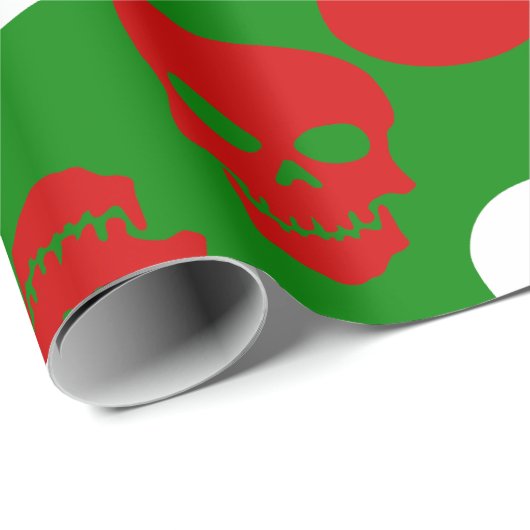Lelijke kerstschedels rood wit groen cadeaupapier (Rol Hoek)