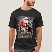 Lelijke kerststijl Santa Riding Struisvogel Kerstm T-shirt (Voorkant)