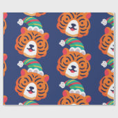 lelijke kersttijger kerstman cadeaupapier (Vlak)
