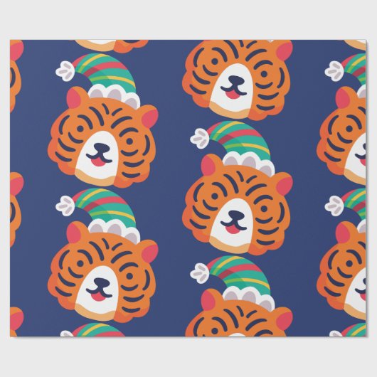 lelijke kersttijger kerstman cadeaupapier (Vlak)