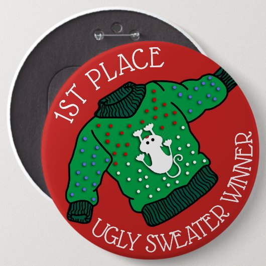 Lelijke Kersttrui 1e plaats Winner Button (Voorkant /achterkant)