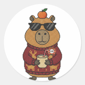Lelijke Kersttrui Capybara Sticker Vel