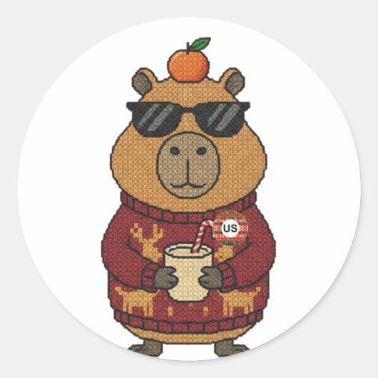 Lelijke Kersttrui Capybara Sticker Vel (Voorkant)