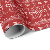 Lelijke kersttrui Christelijk Red Jesus Christ Cadeaupapier (Rol Hoek)