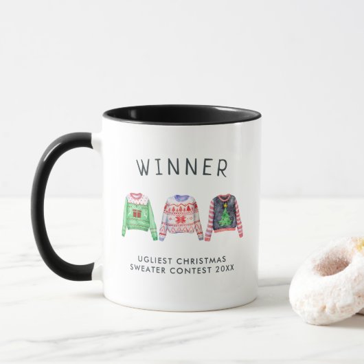 Lelijke Kersttrui Competitie Prijsmok Mok (Met donut)