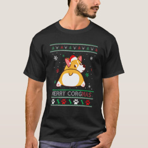 Lelijke Kersttrui Corgi Kerstman Hoed Vrolijke Cor T-shirt