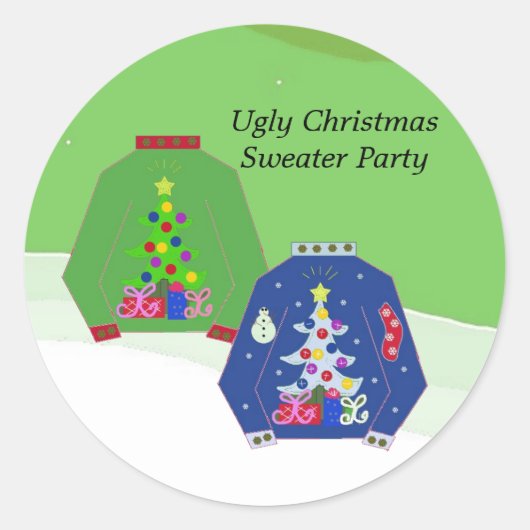 Lelijke Kersttrui Feest Ronde Sticker (Voorkant)