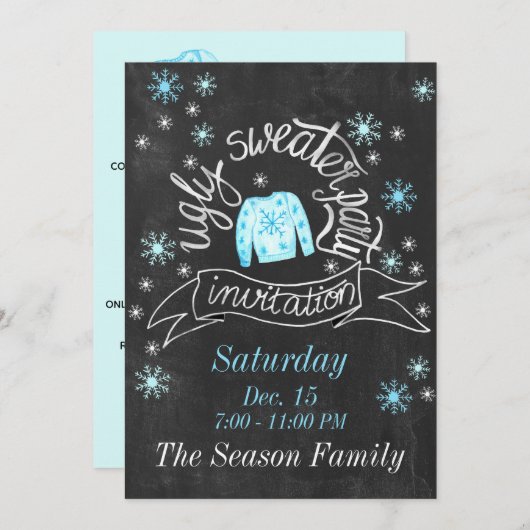 Lelijke Kersttrui Feest Uitnodiging (Voorkant / Achterkant)