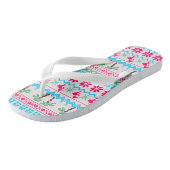 Lelijke Kersttrui Flamingo Tropisch Strand Teenslippers (Schuin)