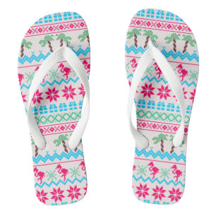 Lelijke Kersttrui Flamingo Tropisch Strand Teenslippers