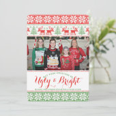 Lelijke Kersttrui Foto Feestdagenkaart (Staand voorkant)