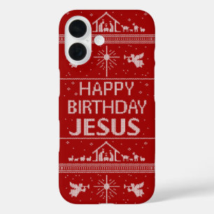 Lelijke Kersttrui Gelukkige Verjaardag Jezus Vroli iPhone 16 Hoesje